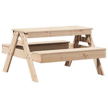 Mesa De Picnic | Mesa De Camping | Mesa De Jardín Para Niños Madera Maciza De Pino 88x97x52 Cm