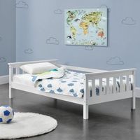 cama para ninos nuuk - 80 x 160 cm - con somier - con area de almacenamiento - proteccion contra caidas - blanco encasa