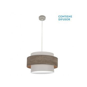 Colgante Myriam 2xe27 Niquel/madera Gris Regx50x50 Cm