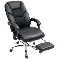 homcom silla de oficina masaje y calefaccion con respaldo reclinable y reposapies en piel pu negro   aosom espana