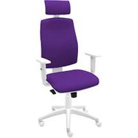 silla de oficina ergonomica job blanca con cabezal y reposabrazos - tapizado berenjena