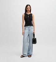 boss para mujer 50540261 patanlon plisado ancho azul claro 3232 casual algodon denim