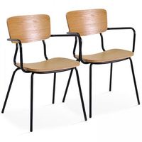 lote de 2 sillas con reposabrazos de madera skola - oviala