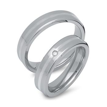 Alianzas de boda de acero inoxidable con incrustaciones de plata 5 mm de ancho