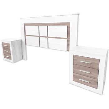 Pack Cabecero De 160 X 120 Cm + 2 Mesitas De Noche | Dormitorio Completo | Colores Andersen Y Pino Gris (para Cama De 135-140 O 160) – Meyvaser