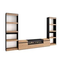 muebles de salon para tv conjunto de muebles comedor 320x186x35cm para tv hasta 80 chimenea electrica estilo moderno roble y negro