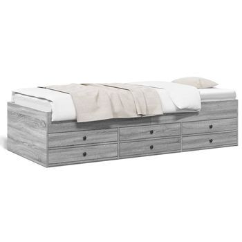 Tumbona Con Cajones Madera Ingeniería Gris Sonoma 75x190 Cm