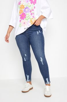 Yours Jeggings Azules Grace Con Rasgados Y Bajo Remangado, Mujer Curvy Y Tallas Grandes, Yours