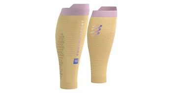 Compressport r2 3 0 pantorrilleras de compresion amarillo rosa