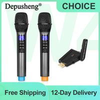 depusheng-microfono inalambrico w4 con echo graves agudos y bluetooth rango de 98 pies uhf sistema de microfono dinamico de mano portatil