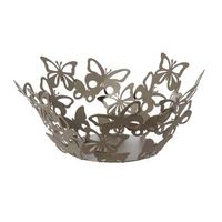 centro de mesa pequeno farfalloso o31 cm en hierro perforado beige diseno moderno con mariposas elegante decoracion de mesa made in italy