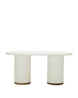 mesa de comedor de microcemento en color blanco roto 160 cm