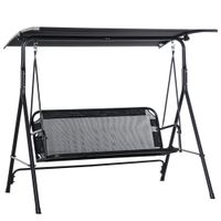 outsunny columpio de jardin de 2 plazas con parasol techo ajustable en angulo terraza balcon exterior carga 200 kg 172x110x155 cm negro   aosom espana