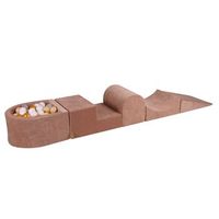 meowbaby parque infantil de espuma con piscina de bolas beige  doradoblancotransparente 100 pcs