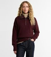 barbour para mujer lkn1579 jersey lavensdale half zip fleck burdeos xs casual lana manga larga