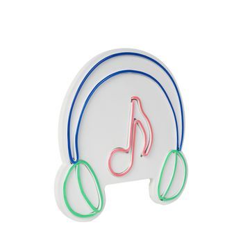 Iluminación Led Decorativa De Plástico Music Sound Headphones Azul Verde Rosado 30x30x2 Cm