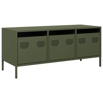 Mueble Tv | Mueble De Salón | Gabinete De Tv Acero Laminado En Frío Verde Oliva 101,5x39x43,5 Cm
