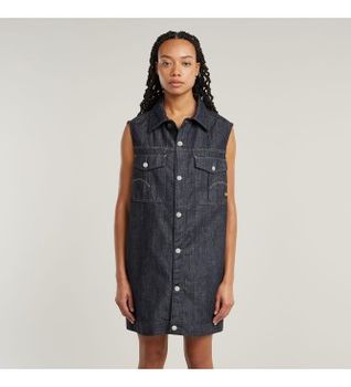 G-Star para mujer. D26352-D301-001 Vestido Oversized azul (M), Casual, Denim, Sin mangas / Tirantes, Algodón Orgánico, Sostenible