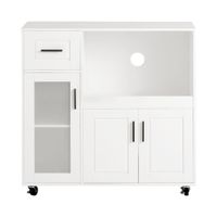 aparador de cocina con ruedas con 3 puertas y 1 cajon mdf blanco