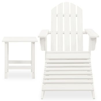 Silla Con Otomana Y Mesa Jardín | Silla De Exterior | Sillón Adirondack Macizo Abeto Blanco