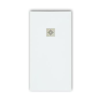 Plato De Ducha Pizarra Pure Blanco  90x160 Cm Rejilla Inox
