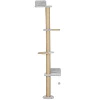 pawhut arbol para gatos de pared de 5 niveles rascador para gatos estrecho con bola y rascadores 48x21x180 cm gris claro