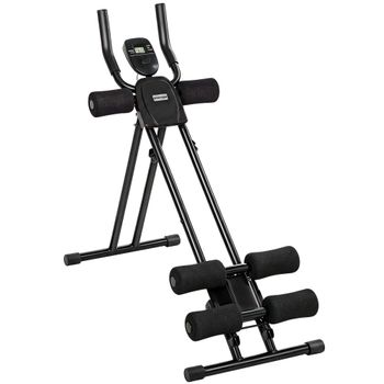 SPORTNOW Aparato de Abdominales Plegable con Pantalla LCD Doble Riel y Marco de Acero 92x41x83 cm Negro   Aosom España