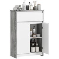 mueble de bano con cajon y dos puertas de madera engineered kleankin 60 x 30 x 90 cm  gris y blanco