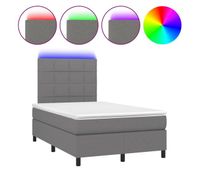 cama box spring con colchon y led tela gris oscuro 120x200 cm bloques con cuadros
