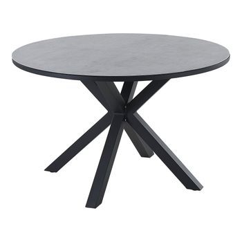 Mesa De Jardín De Metal Gris Negro 120 Cm Aluminio Comedor Exterior Maletto