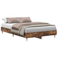 cama matrimonial  cama para adultos  estructura de cama sin colchon roble ahumado 120x190 cm madera