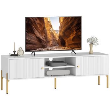 Mueble TV Acero ZMH 65 Pulgadas 140x38x45.9cm Blanco