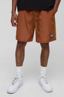 pantalon corto holgado de nailon fruncido con brillo intenso naranja