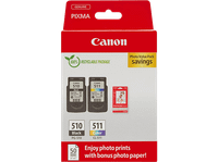 cartucho de tinta - canon pg-510cl-511 2970b017aa 300 paginas incluye 50 hojas papel fotografico negro color