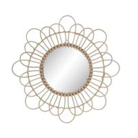 espejo redondo de ratan trenzado tipo flor 46 cm