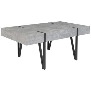 Mesa De Centro Patas De Metal Efecto Hormigón 100 X 60 Cm Estilo Moderno Adena