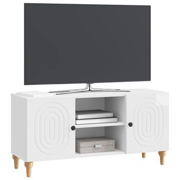 Mueble De Tv | Mueble De Salón | Gabinete De Tv Brillante 102 X 34,5 X 50 Cm Madera De Ingeniería