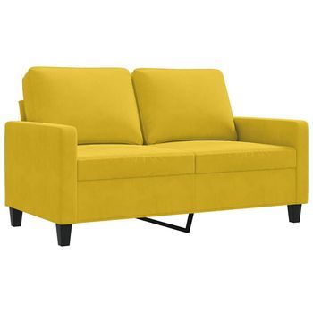 Sofá De 2 Plazas | Sofá De Salón | Sofá De Descanso Terciopelo Amarillo 120 Cm