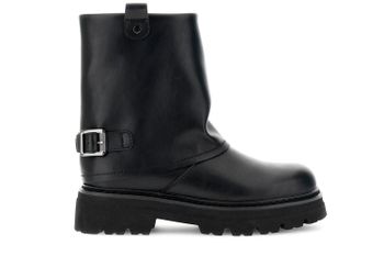 botines de piel con polaina black 39