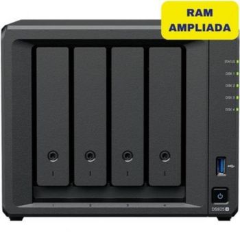 NAS de sobremesa Synology DS925+ 4 bahías, 8GB DDR4 ECC, 2 x 2.5GbE, Ryzen V1500B, expansión M.2 NVMe