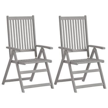 Pack 2 Uds Sillas De Jardín | Silla De Exterior | Sillón Reclinables Madera Maciza Acacia Cojines