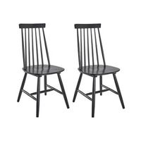 conjunto de 2 sillas de comedor de madera maciza estilo rustico negro burbank