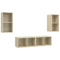 muebles de salon de pared 4 pzas  mueble tv madera ingenieria roble sonoma cfw64246