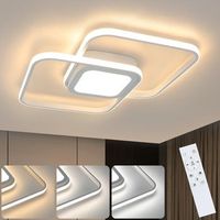 nettlife lampara de techo led 48w metal blanco regulable moderna con mando a distancia para dormitorio salon cocina comedor