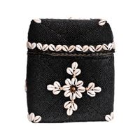 cesta de cuentas negra con conchas 23 x 17 cm