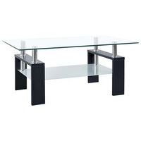 mesa de cafe - mesa de centro vidrio templado negro transparente 95x55x40 cm