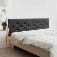 dhome cabecero de tela acualine con 3 hileras intercaladas de botones cabezal tapizado cama lujonegro 180cm 2 piezas