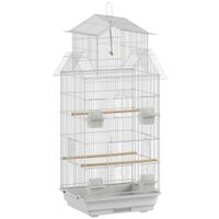 pawhut jaula para pajaros de acero con comederos perchas columpio y bandeja extraible 505x41x104 cm blanco