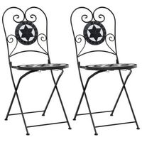 pack 2 uds sillas de bistro plegables ceramica negro y blanco