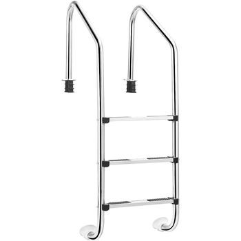 Escalera Para Piscina Con 3 Peldaños Escalera Antideslizante Costway 53 X 63 X 147 Cm